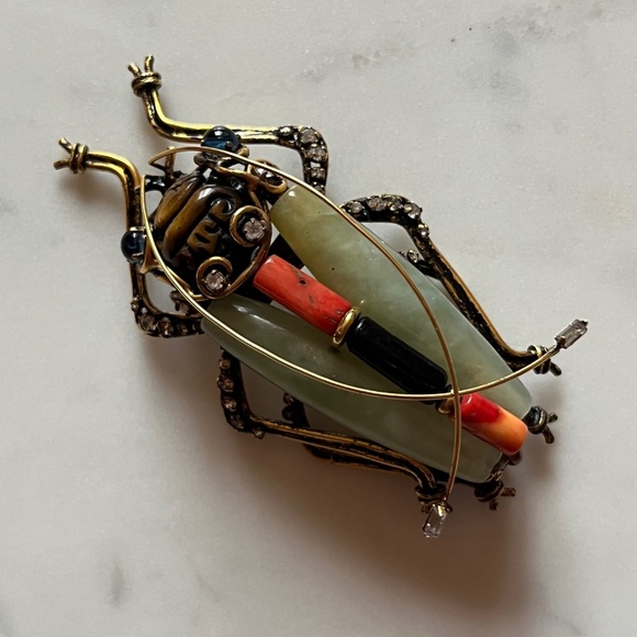 IRADJ MOINI Vintage Large Beetle Bug Insect Brooch Pin Costume Designer Jewelry - Picture 2 of 11